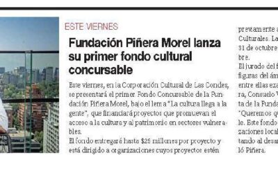 Fundación Piñera Morel innova creando un fondo de financiamiento colaborativo.